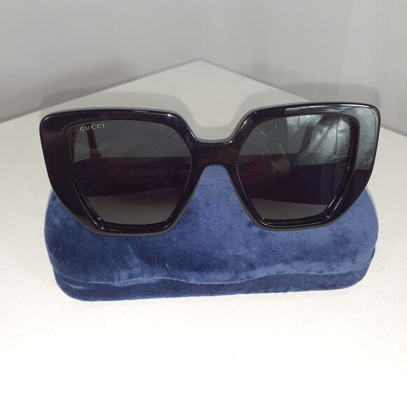 Gucci Eyewear Gg-Logo Black Oversized Square Acetate Sunglasses Size OS - Picture 2 of 5